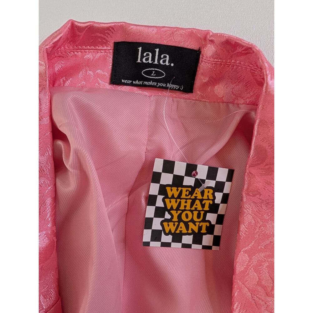 NWT Dressed in Lala Blazer Pink Jacquard Floral Lucky Girl Blazer Jacket Size L - Picture 3 of 9